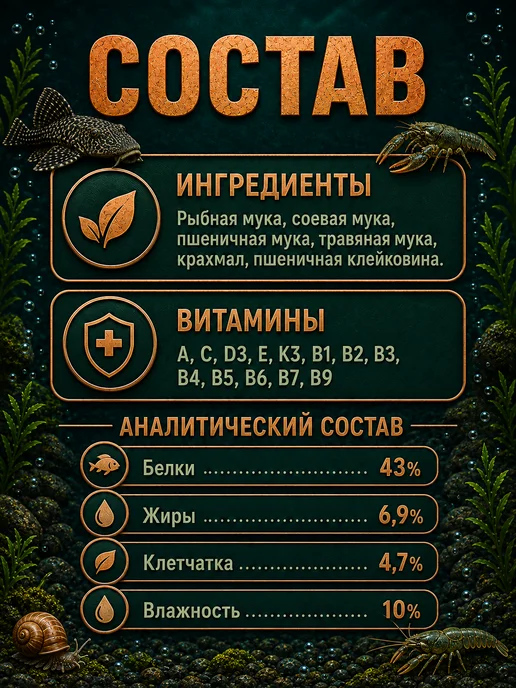 Корм для рыбок аквариумных донных таблетки 100гр, 50 г, фото 3
