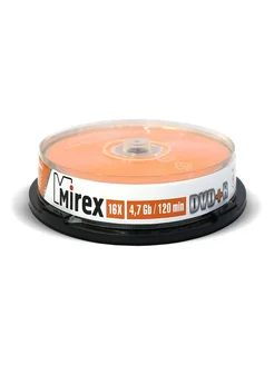 Диск Mirex DVD+R 4 7GB 16x Cake Box (UL130013A1L)