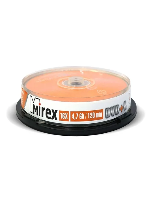 Диск Mirex DVD+R 4 7GB 16x Cake Box (UL130013A1L), 7 ГБ, 1 л