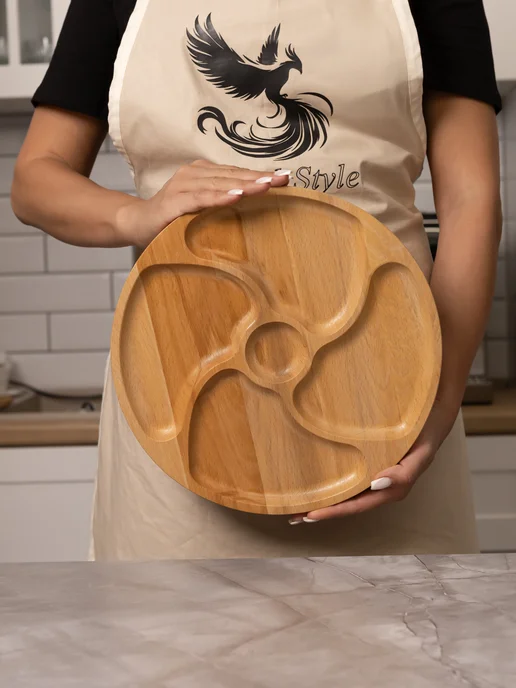 Wood Style Fenix Менажница деревянная 30 см круглая, желтый
