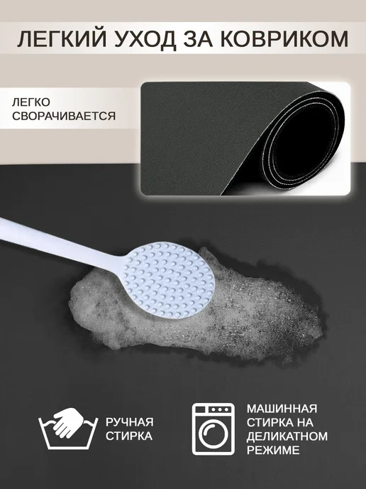 INHOMEKA Диатомитовый коврик для ванной и туалета противоскользящий, серый, фото 8