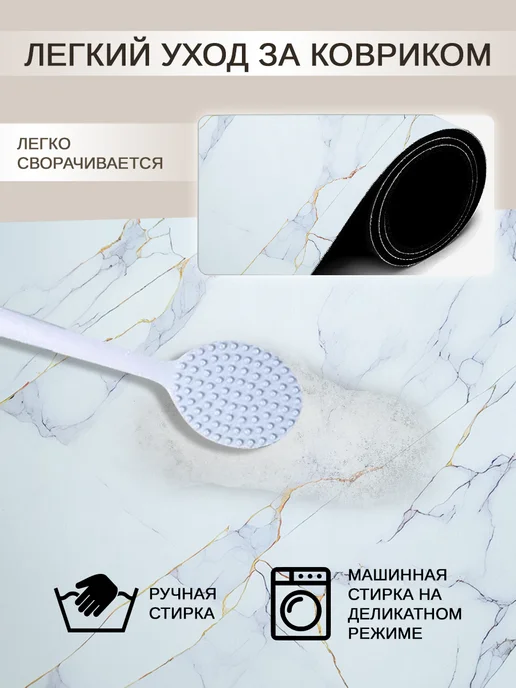 INHOMEKA Коврик для ванной быстросохнущий инновационный, белый, фото 8