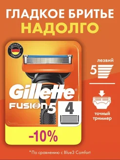 Кассеты для бритья сменные лезвия для бритвы Fusion 5 4 шт Gillette 281104298 купить за 478 ₽ в интернет-магазине Wildberries