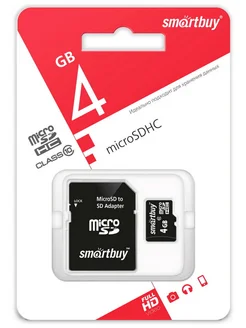 Карта памяти micro SDHC 4GB Class 10 (с адаптером SD)