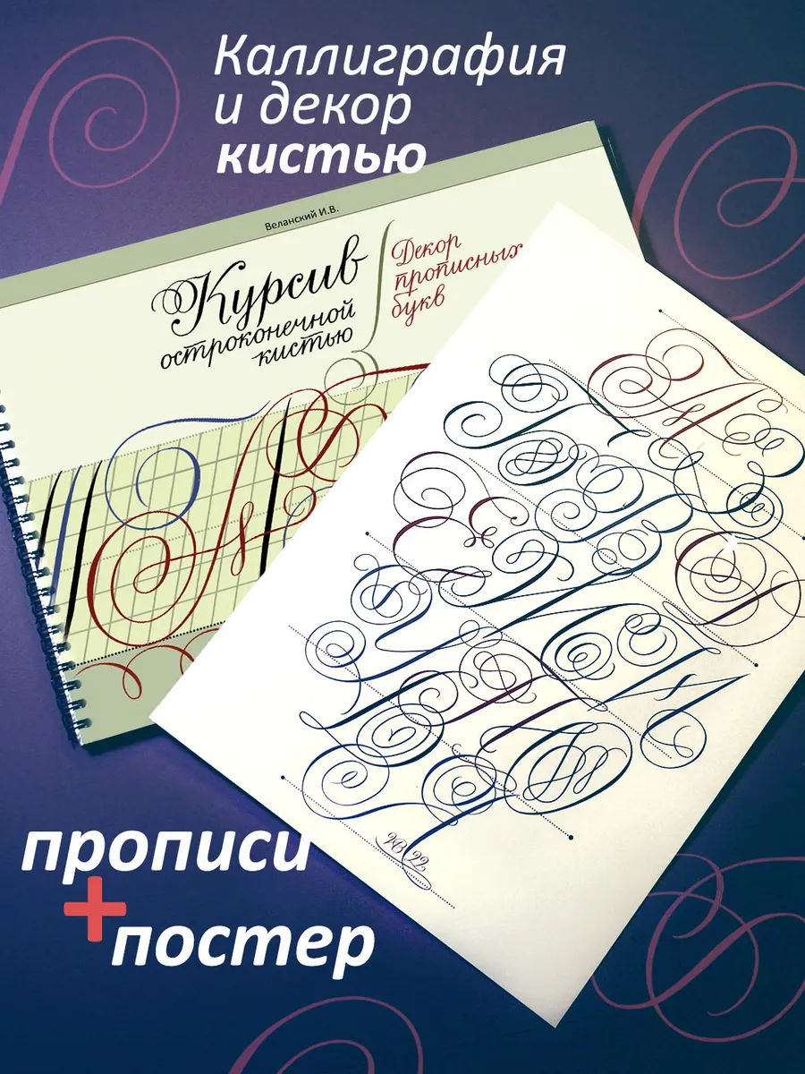 Каллиграфическое письмо кистью. Декор букв. Альбом+постер