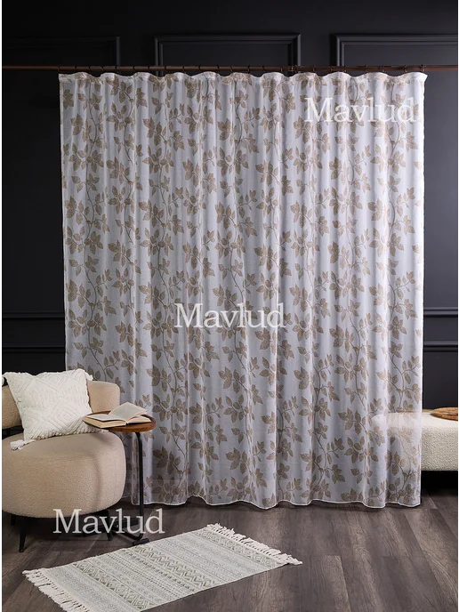 mavlud Тюль штора 200х250 см в гостиную спальню под лен, 200x250 см, фото 7