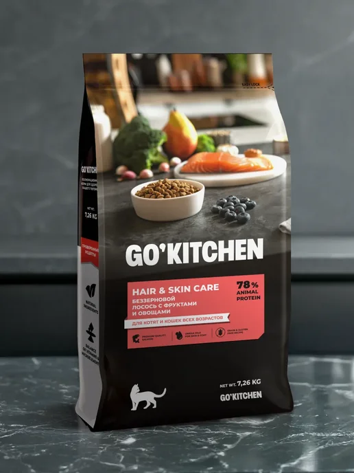 Сухой корм GO'KITCHEN Кошек Котят для собак, беззерновой, лосось, 7,26 кг, фото 2