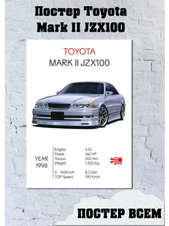 Постер на стену интерьерный Toyota Mark 2 JZX100