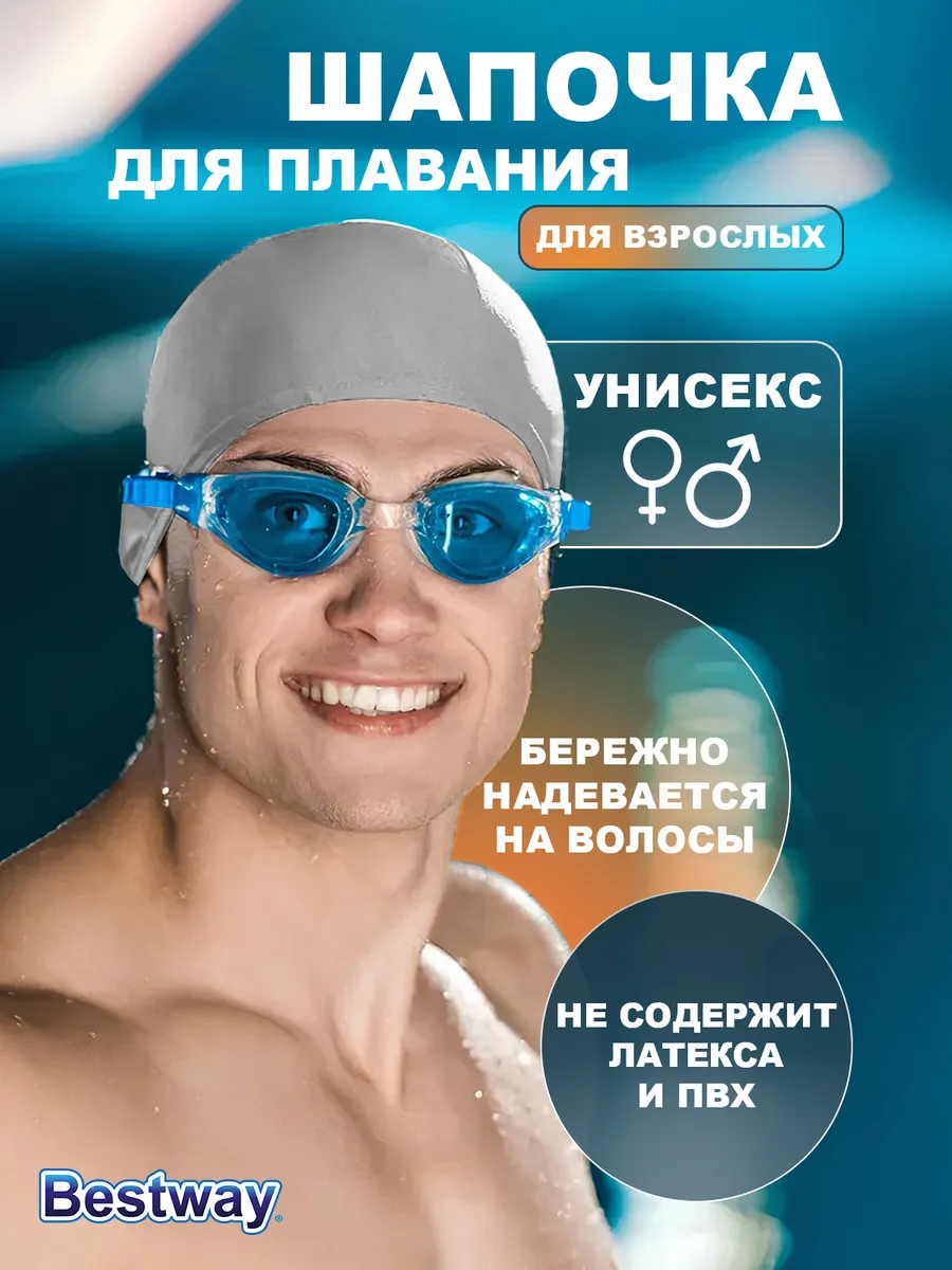 Шапочка для бассейна водонепроницаемая резиновая