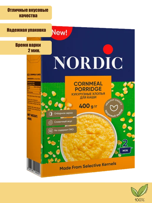 NORDIC Хлопья кукурузные 400 г. 1 пачка, 400 г, фото 2