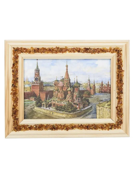 Русь Великая Панно янтарное "Московский Кремль летом", оранжевый, фото 2