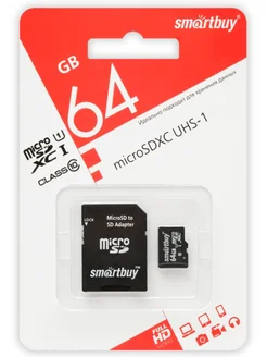 Карта памяти micro SDXC UHS-1 64GB Class 10 (с адаптером SD)