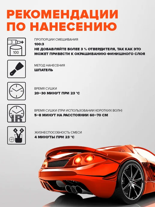 Remix Шпатлевка автомобильная универсальная 2К полиэфирная 0,38 кг, 1,8 кг, фото 7