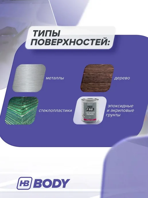 HB BODY Шпатлевка автомобильная 2К облегченная 0,5л, 0,5 л, фото 3