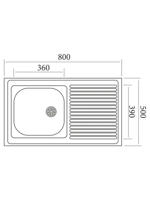 S&M Мойка для кухни из нержавейки накладная 800 на 500 Эк80*50L, 50 л, фото 4