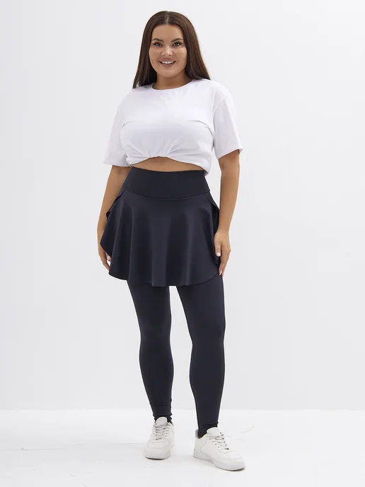 kseniaesm_fitwear леггинсы с юбкой спортивные, черный, фото 3