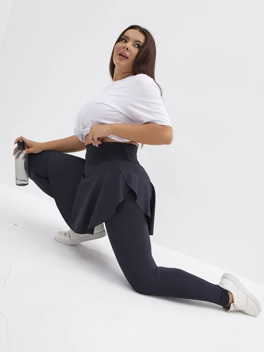 kseniaesm_fitwear леггинсы с юбкой спортивные, черный, фото 5