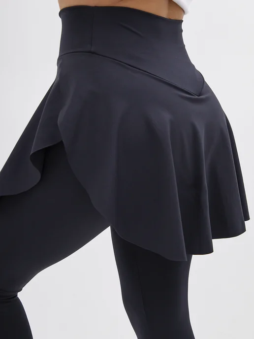 kseniaesm_fitwear леггинсы с юбкой спортивные, черный, фото 7