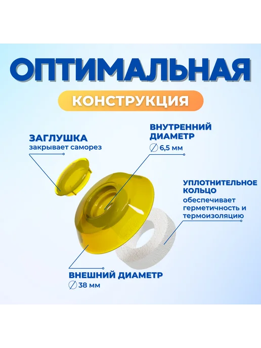 ЭНТЕН Термошайба для поликарбоната сотового и монолитного, желтый, фото 2