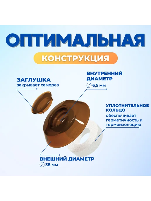 ЭНТЕН Термошайба для поликарбоната сотового и монолитного, коричневый, фото 2