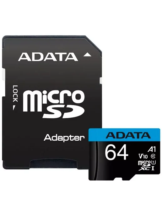 ADATA Карта памяти A-DATA MICRO, SDXC, 64 GB, CLASS 10, W A, 64 ГБ, 10 Вт, фото 2