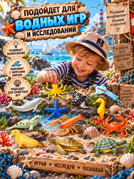 Звероград Набор животные фигурки для малышей большие - игрушки, Большие животных морские обитатели, фото 4