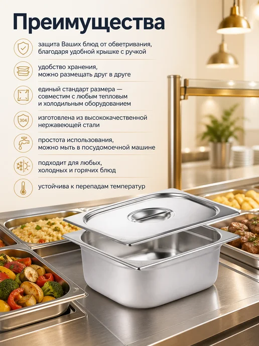 Blintz Гастроемкость GN 1 4 100мм с крышкой, 100мм с крышкой, фото 5