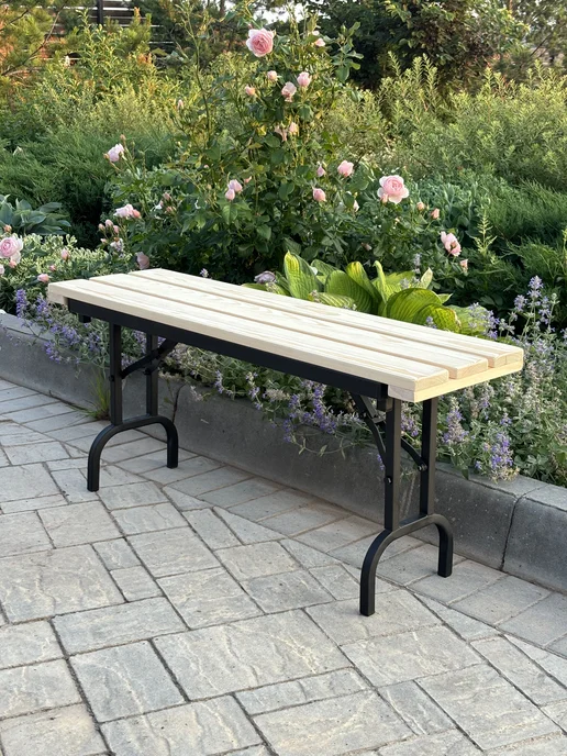 Мягкий дом Скамья садовая складная, 100х30х45см, серо-корич, 100x30x45 см