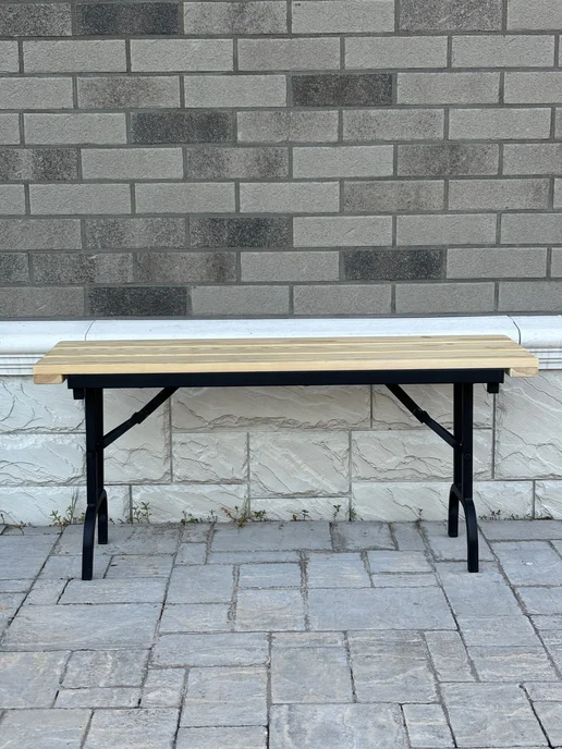Мягкий дом Скамья садовая складная, 100х30х45см, серо-корич, 100x30x45 см, фото 3