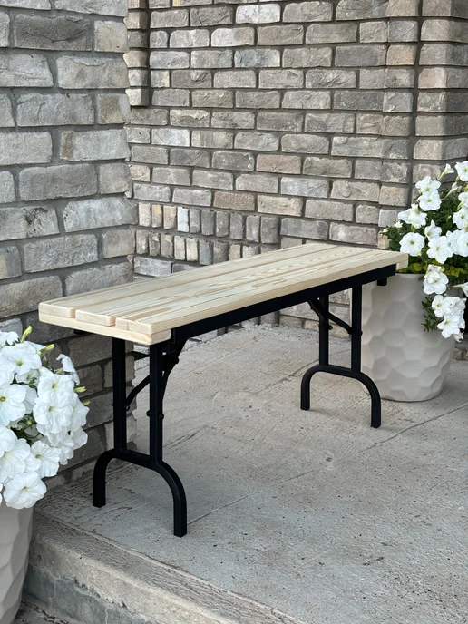 Мягкий дом Скамья садовая складная, 100х30х45см, серо-корич, 100x30x45 см, фото 8