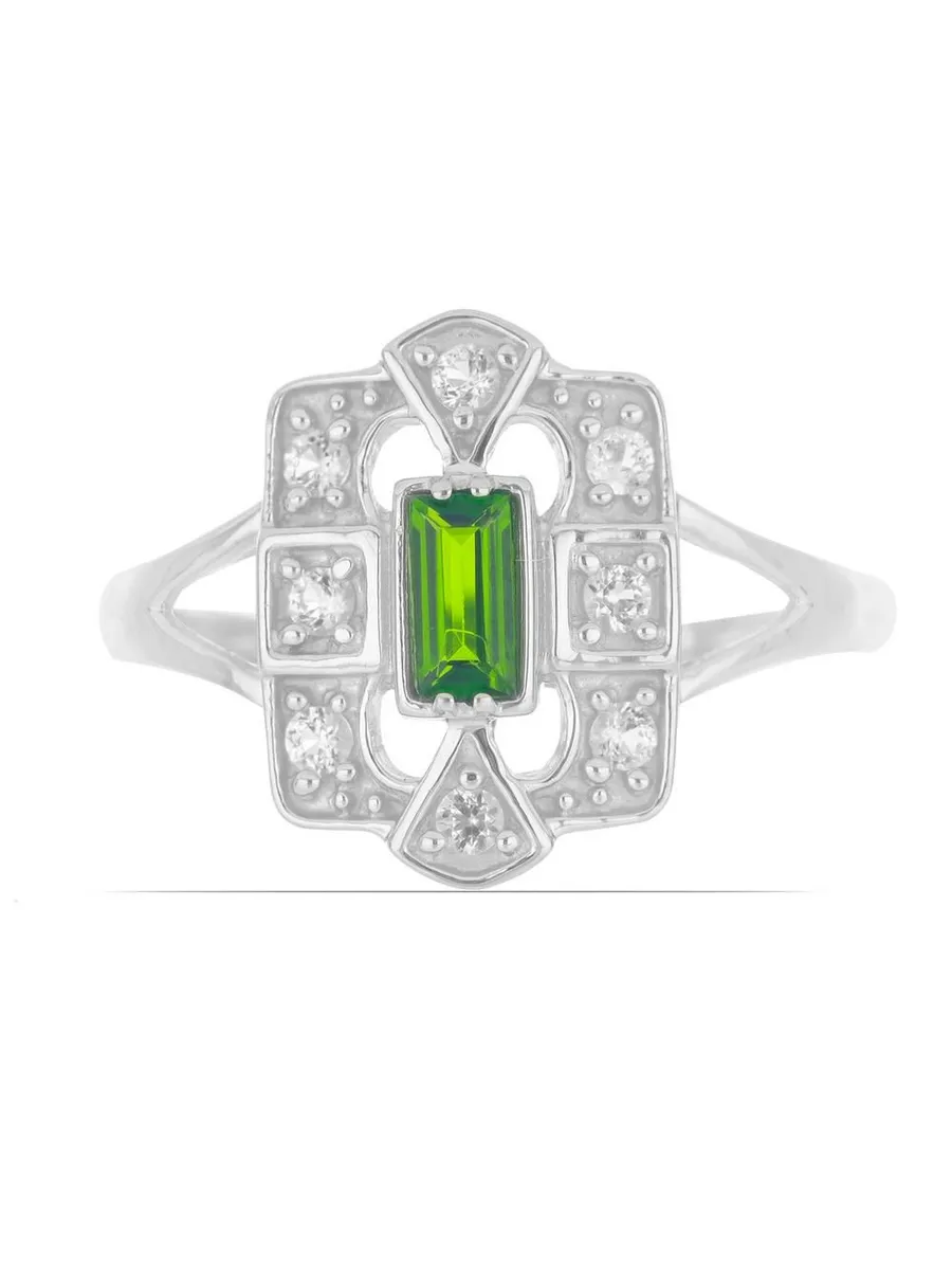 Кольцо из серебра 925 с Хромдиопсид