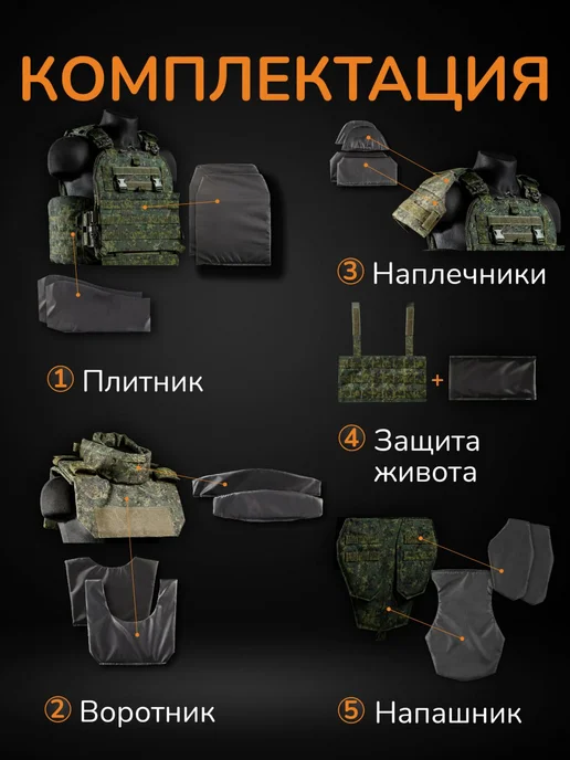 Ганза Бронежилет тактический штурмовой Комплект Атаман с СВМПЭ Бр2, черный, фото 3