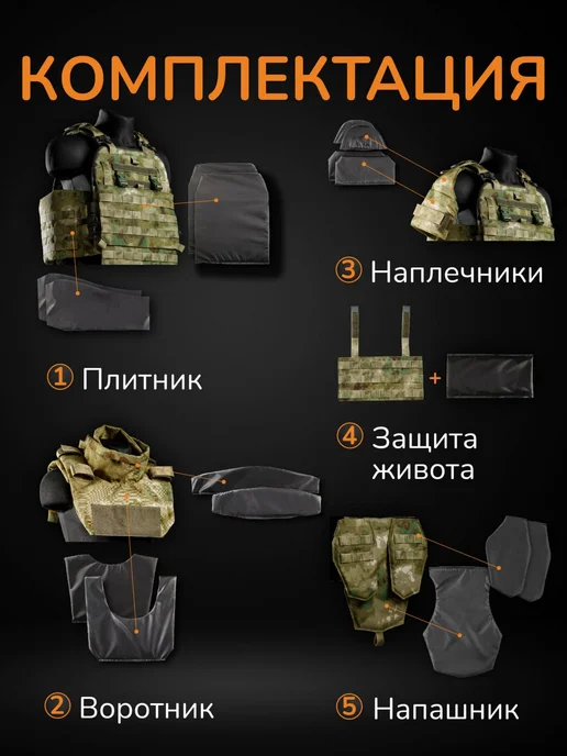Ганза Бронежилет тактический штурмовой Комплект Атаман с СВМПЭ Бр2, зеленый, фото 3
