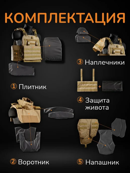 Ганза Бронежилет тактический штурмовой Комплект Атаман с СВМПЭ Бр2, желтый, фото 3