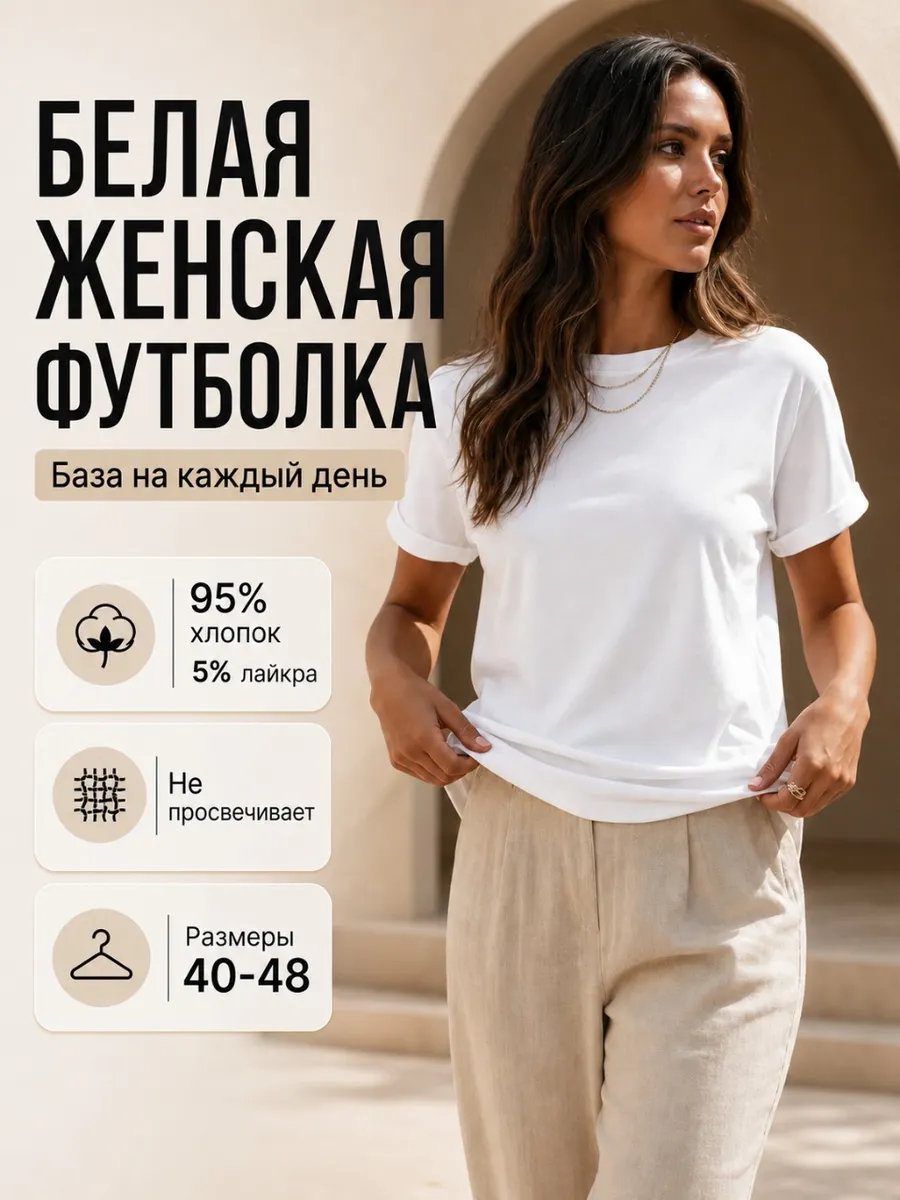 Футболка однотонная премиум хлопок белая