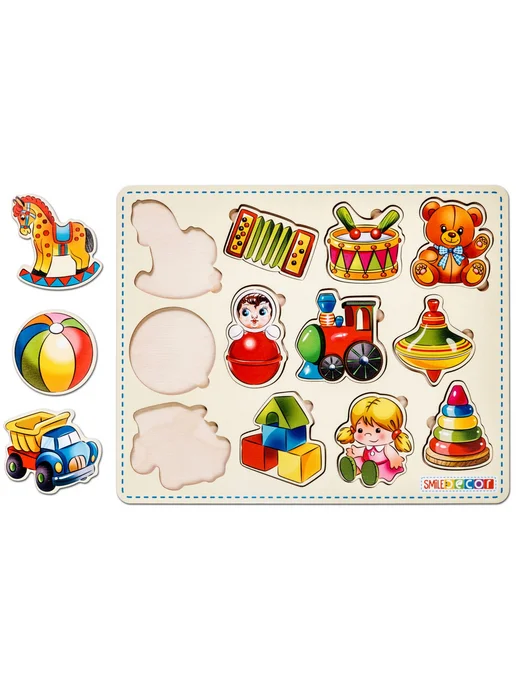 Smile-Decor Деревянный развивающий пазл-головоломка "Игрушки" для детей, вариант, фото 2