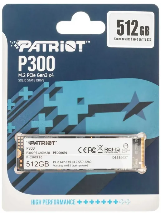 Patriot Memory SSD накопитель M.2 P300 512 Гб PCIe (P300P512GM28), 512 ГБ, фото 5