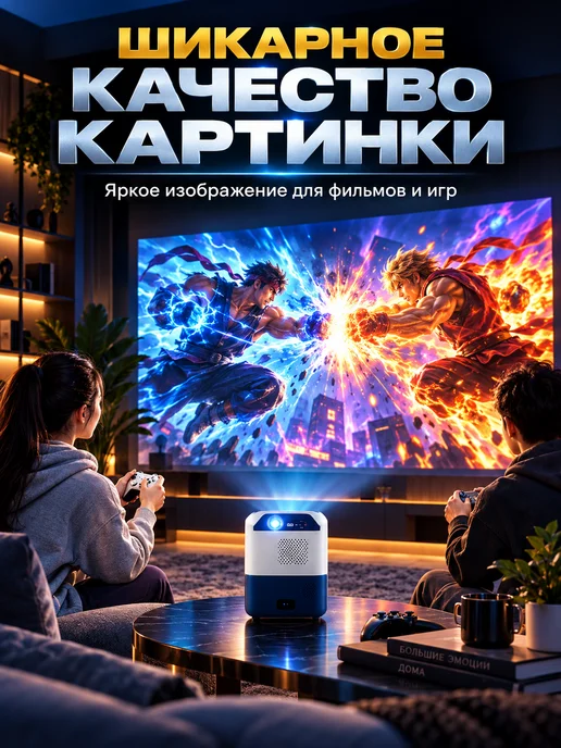 UMIIO Проектор для фильмов мини, кинопроектор на стену, белый, фото 2