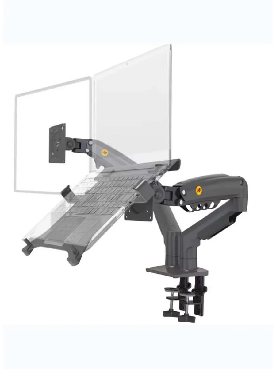 NB North Bayou F160-FP Laptop Mount with Adjustable Tray for 10-17”Notebook, Full Motion Arm with VESA Plate for 17-30”Monitor,Clamp-on Grommet Mounting