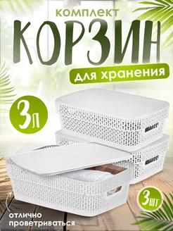 Корзинка для хранения с крышкой 3 л 2 шт