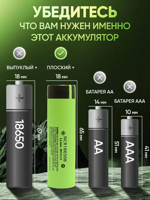 Аккумуляторная батарейка Li-ion 18650 NCR акб высокотоковые, 2 шт, фото 2