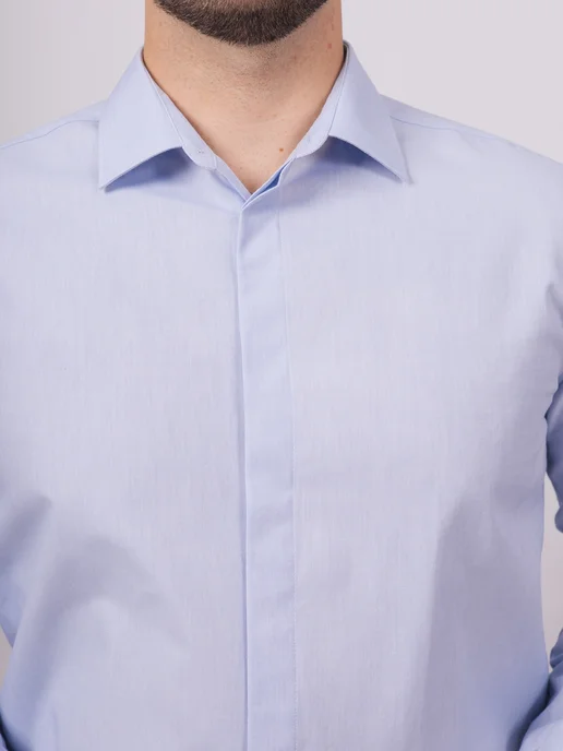 Nadex collection man's shirts Рубашка приталенная однотонная в офис, коричневый, фото 4
