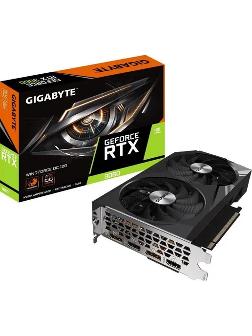 Gigabyte Видеокарта RTX 3060 12ГБ (GV-N3060WF2OC-12GD 2.0), черный, фото 3
