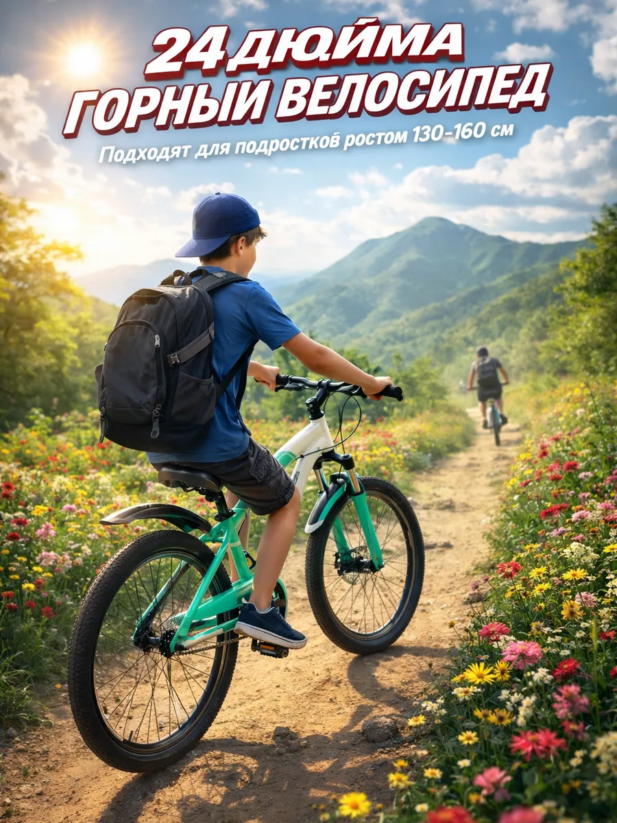 Велосипед горный, 24" рост 130–160 см, 8–14 лет подростковый