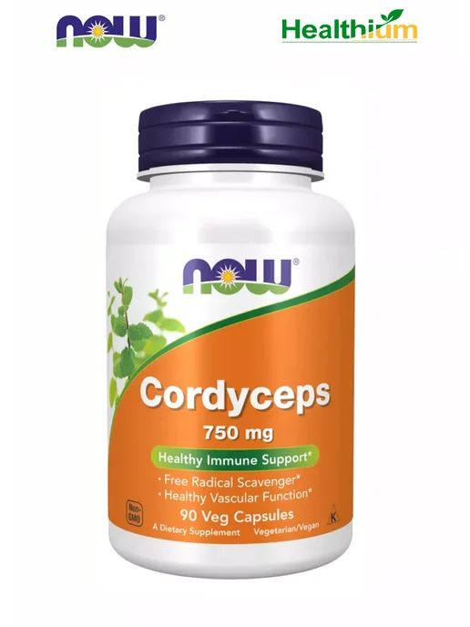 NOW Cordyceps 750мг кордицепс капсулы 90шт, 90 шт