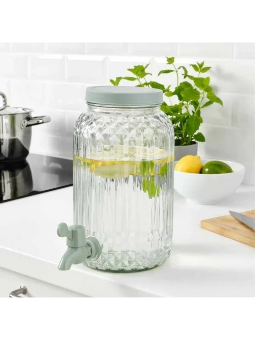 IKEA Кувшин с краном SOMMARFLADER, 3л, стекло, с крышкой, 3 л, фото 5