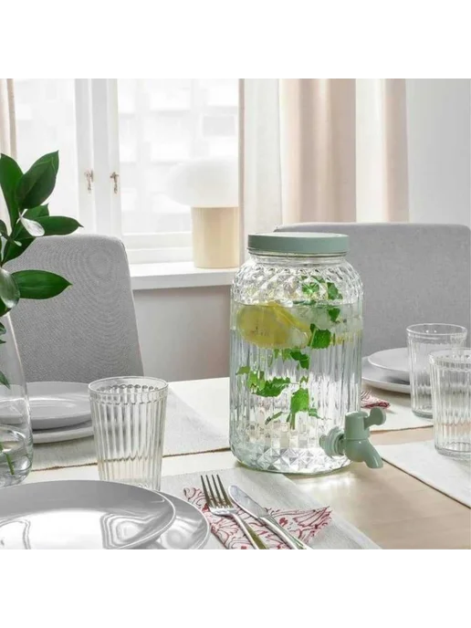 IKEA Кувшин с краном SOMMARFLADER, 3л, стекло, с крышкой, 3 л, фото 6
