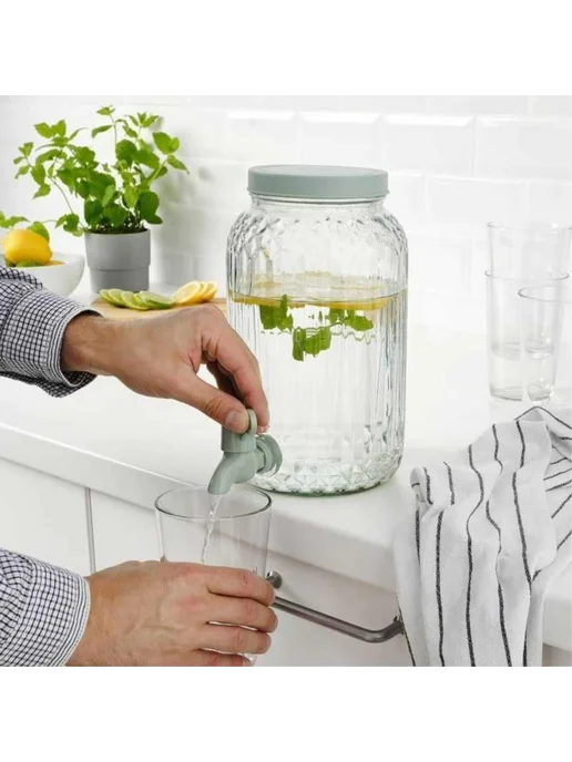 IKEA Кувшин с краном SOMMARFLADER, 3л, стекло, с крышкой, 3 л, фото 7