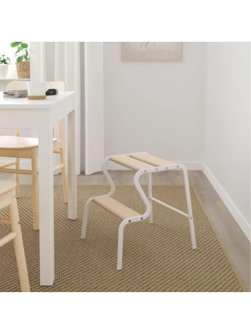 IKEA Табурет-лестница GRUBBAN (ИКЕА ГРЮББАН), белый береза, белый, фото 3