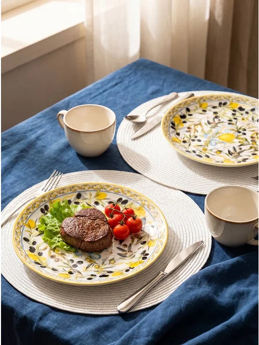 Gift'n'Home Посуда для кухни набор тарелок столовых оливки 20 см, зеленый, фото 8